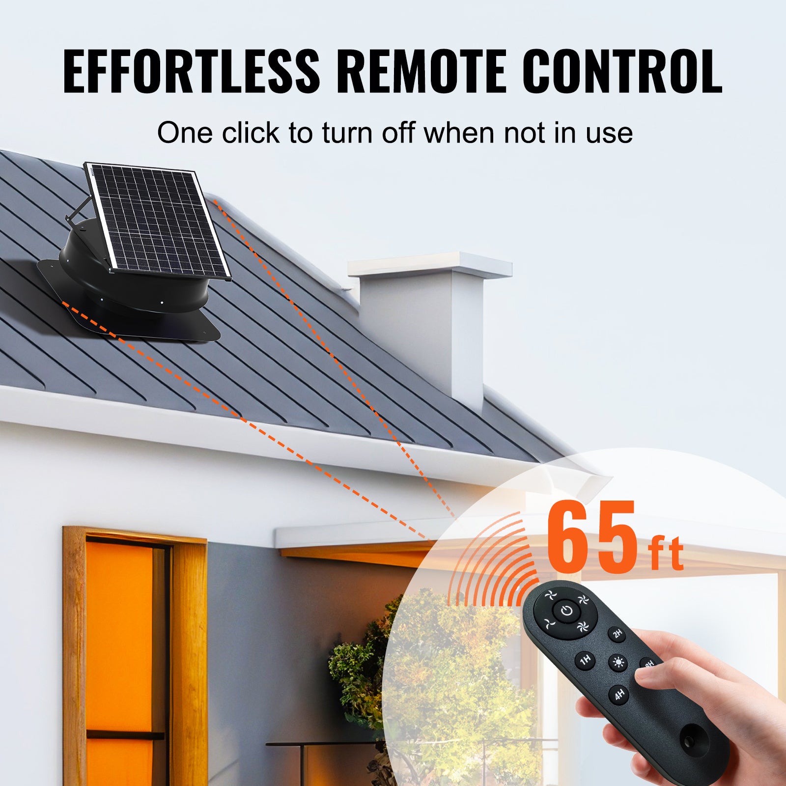 VEVOR Solar Attic Fan, 40W, 1230 CFM High-Airflow Solar Roof Vent Fan, 110V Smart Adapter, Low Noise & Wind-Resistant, for Home, Greenhouse, Garage, Store, RV, FCC Certified