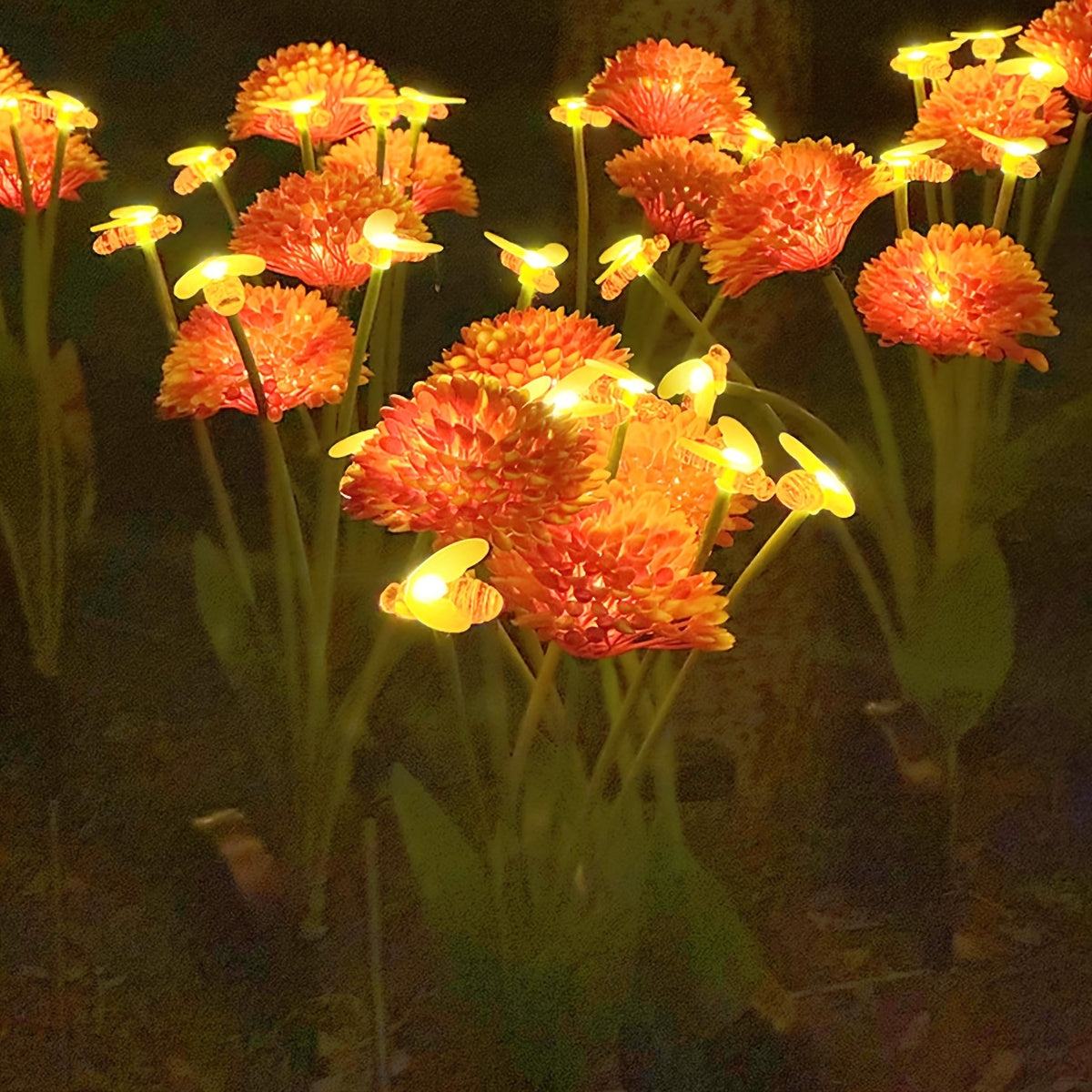 A Single Solar Honeycomb Flower Light, Designed in the Shape of a Bee, Perfect for Decorating Outdoor Spaces such as Gardens and Lawns
