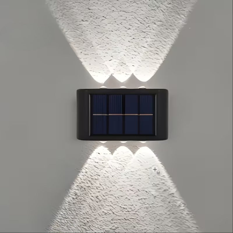 6 LED Solar Wall Light, Outdoor Anti-Glare Light, Solar Outdoor Wall Washer Light, Double-Head Wall Light, Solar Charging, Semi-Flush Mount Installation, Soft Light Anti-Glare, Warm White/White Light Optional, IP65 High-Brightness LED Step Light