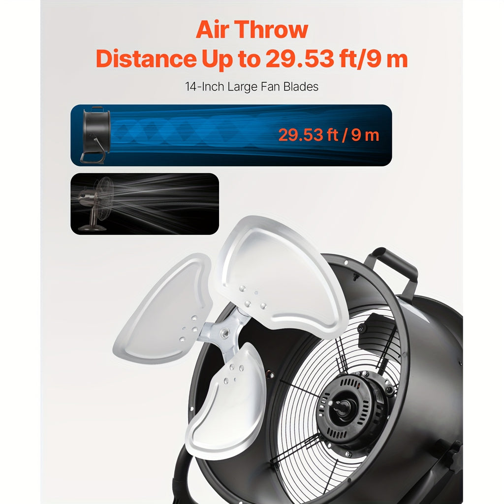VEVOR 14 Inch Floor Fan, 3-Speed, 360° Tiltable, High Velocity Industrial Fan
