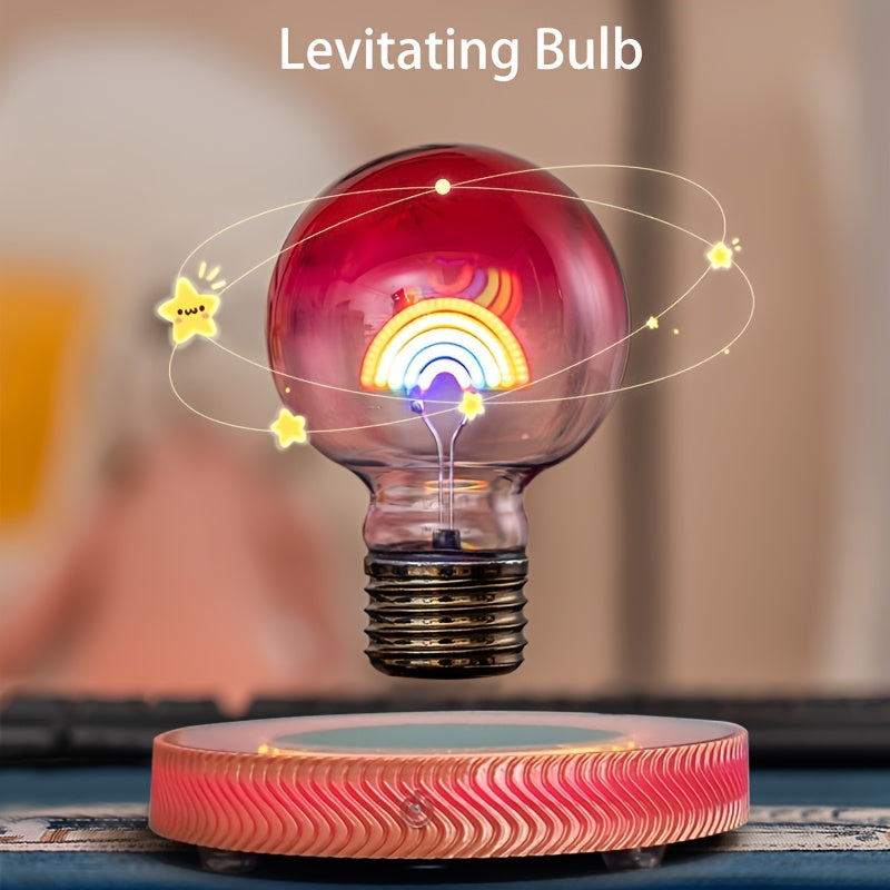 Rainbow magnetic levitation bulb, with full-angle automatic rotating light source, unique gift for home and office decoration