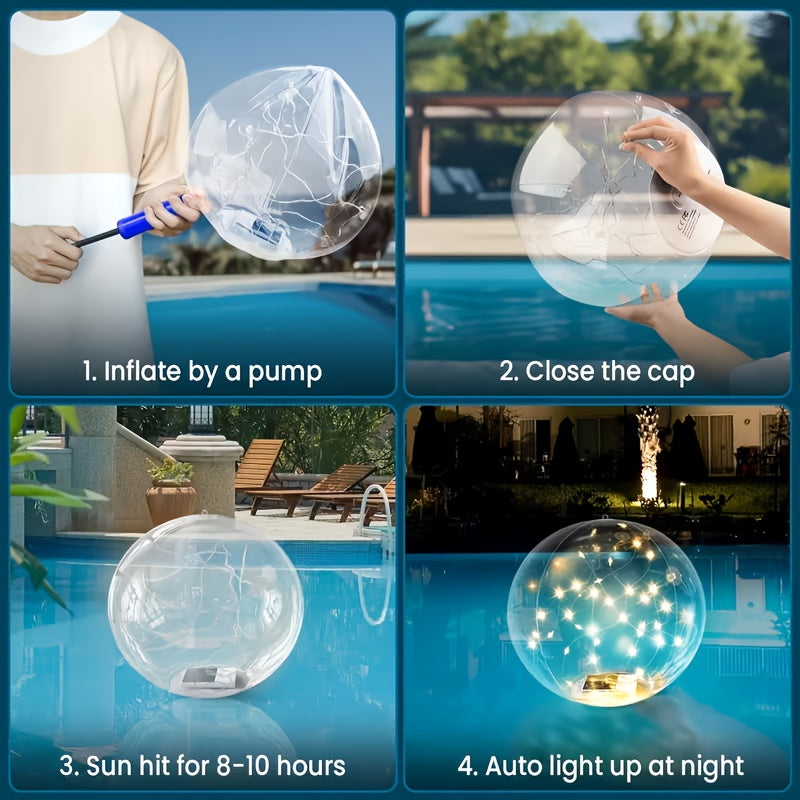 2-Pack Solar Floating Light with Air Pump - Solar Ball Light, Suitable for Pool, Pond Patio Light, Outdoor String Light, Garden Decorative Light, Ground, Party, Courtyard Party, Outdoor Decoration