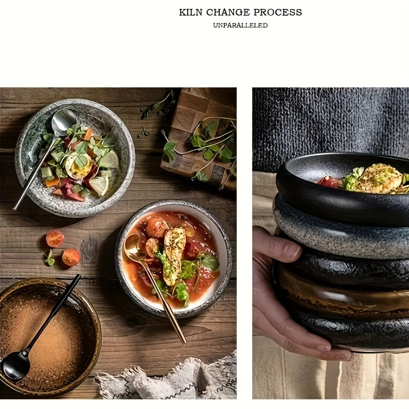 6-Piece Set Creative Kiln-Fired Glaze 6.0-Inch Ceramic Plates – Korean Kimchi Plate, Salad Bowl, Dish