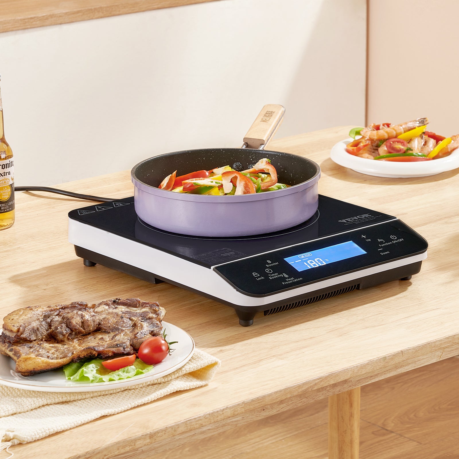 Portable Induction Cooktop 1500W/1800W Countertop Stove, 9-Level Temperature Control Hot Plate