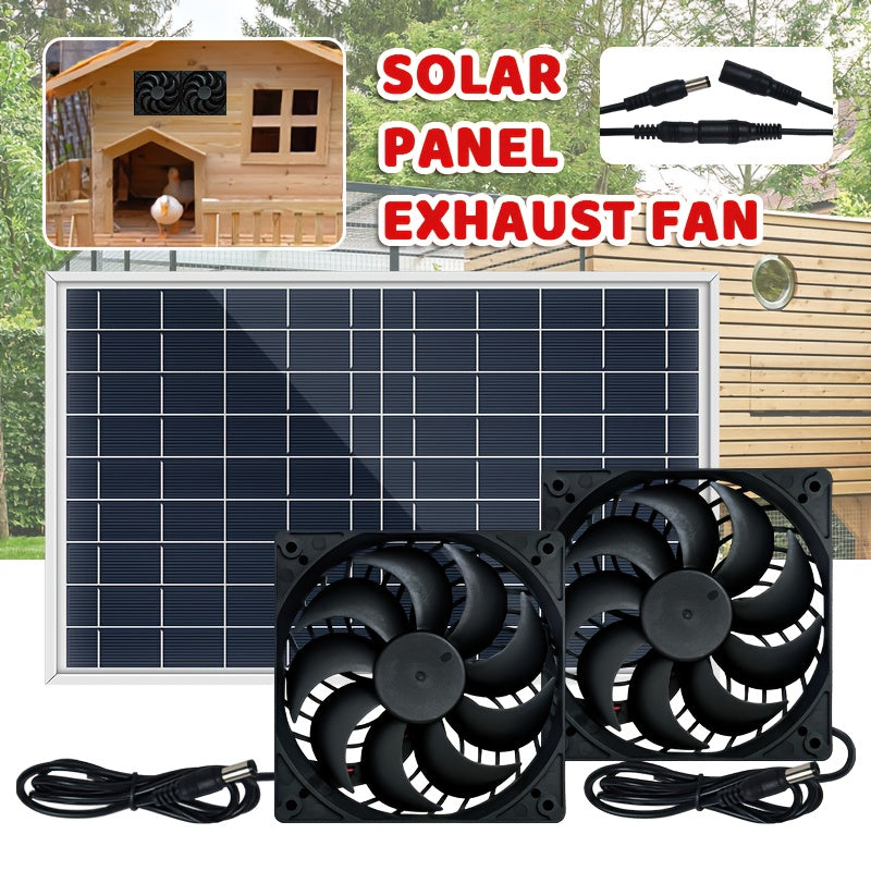 Portable Solar Panel with Fan Kit, No Extra Battery Required, Perfect for Garden, Patio, Lawn Leisure, Chicken Coop Ventilation and Heat Dissipation
