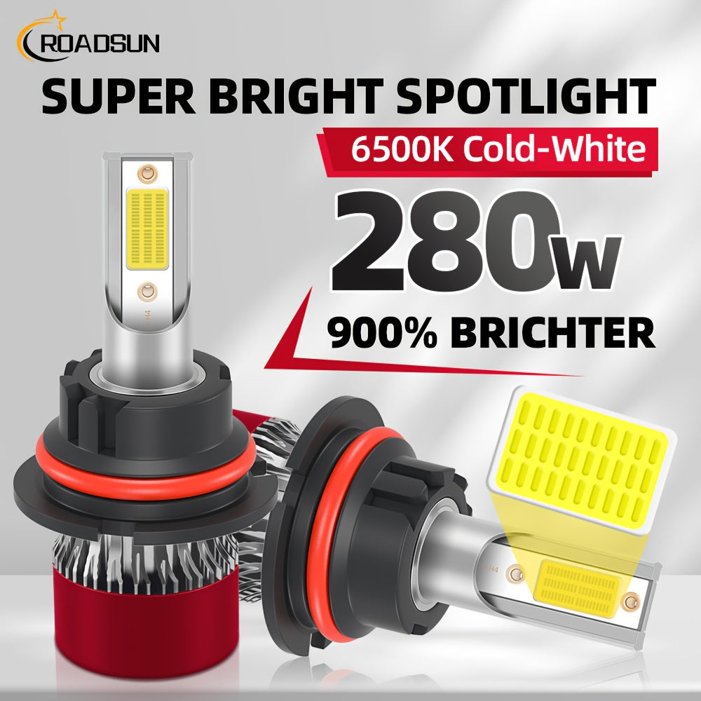 2-Pack Super Bright LED Headlight or Fog Light Bulbs, Compatible with H1, H7, H11, 9005/HB3, 9006/HB4, 9007, H13 Sockets. COB Chip Technology, 800% Brightness Increase, Easy Plug-and-Play Installation