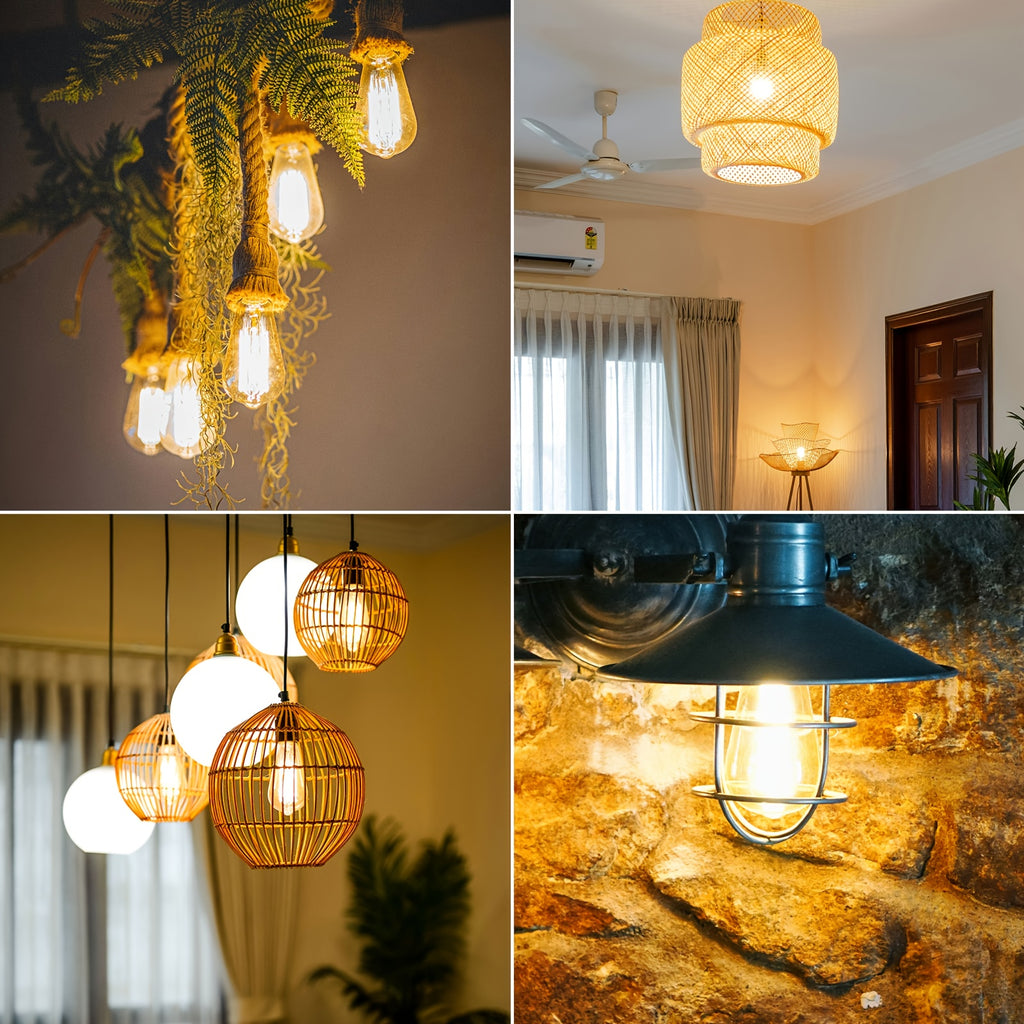 ALLU LED Edison bulb 8W, 1100 lumens dimmable LED bulb, 5000K cool white & 2700K warm white, 4000K daylight white, ST21/ST64 LED filament bulb, CRI 85+, E26 medium screw base, flicker-free, 6-pack, ETL certified