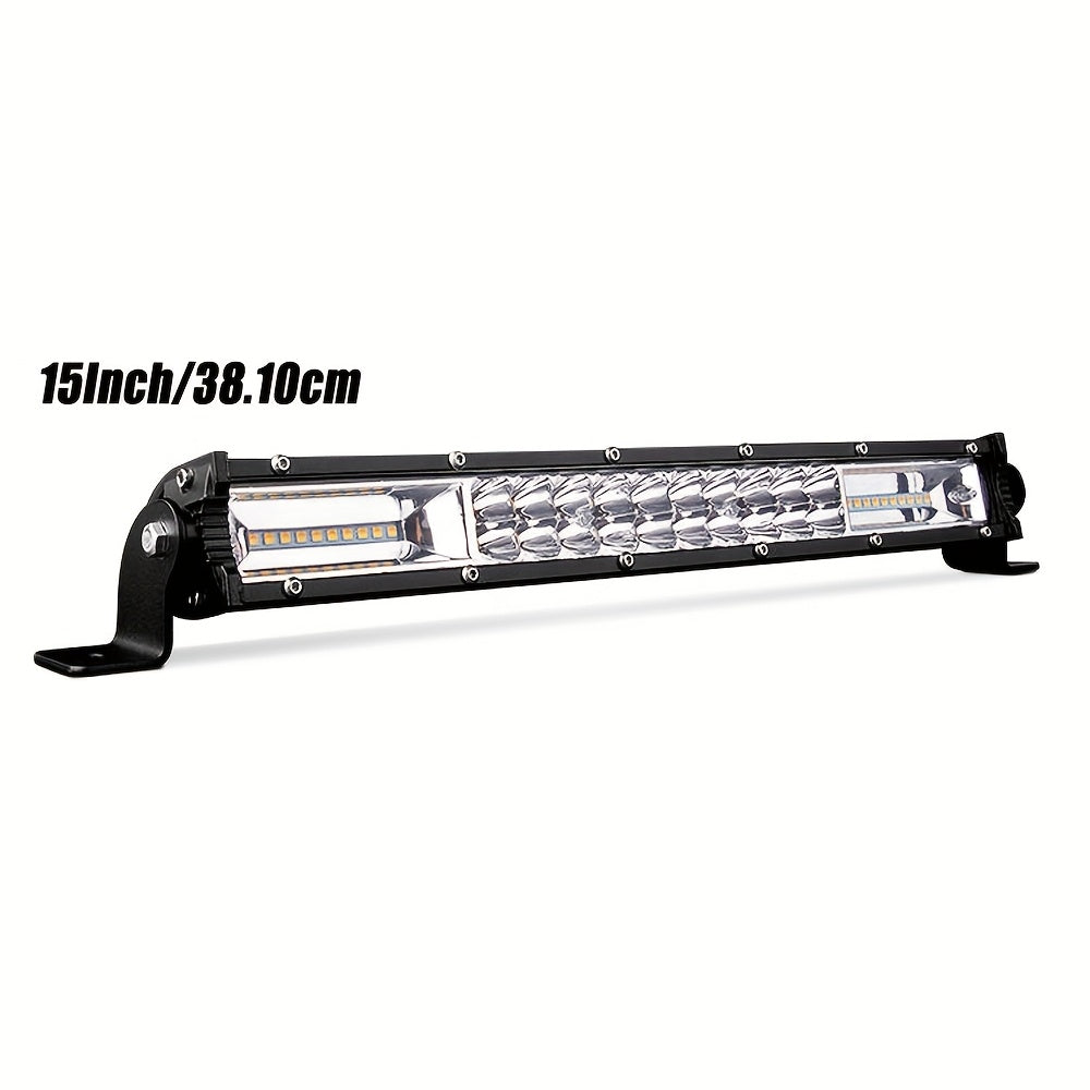 12D超薄双排15英寸黄/白光 LED 灯条-适用于越野、ATV、卡车、SUV、UTV 拖拉机和船舶LED灯，12-24V越野灯条,卡车配件