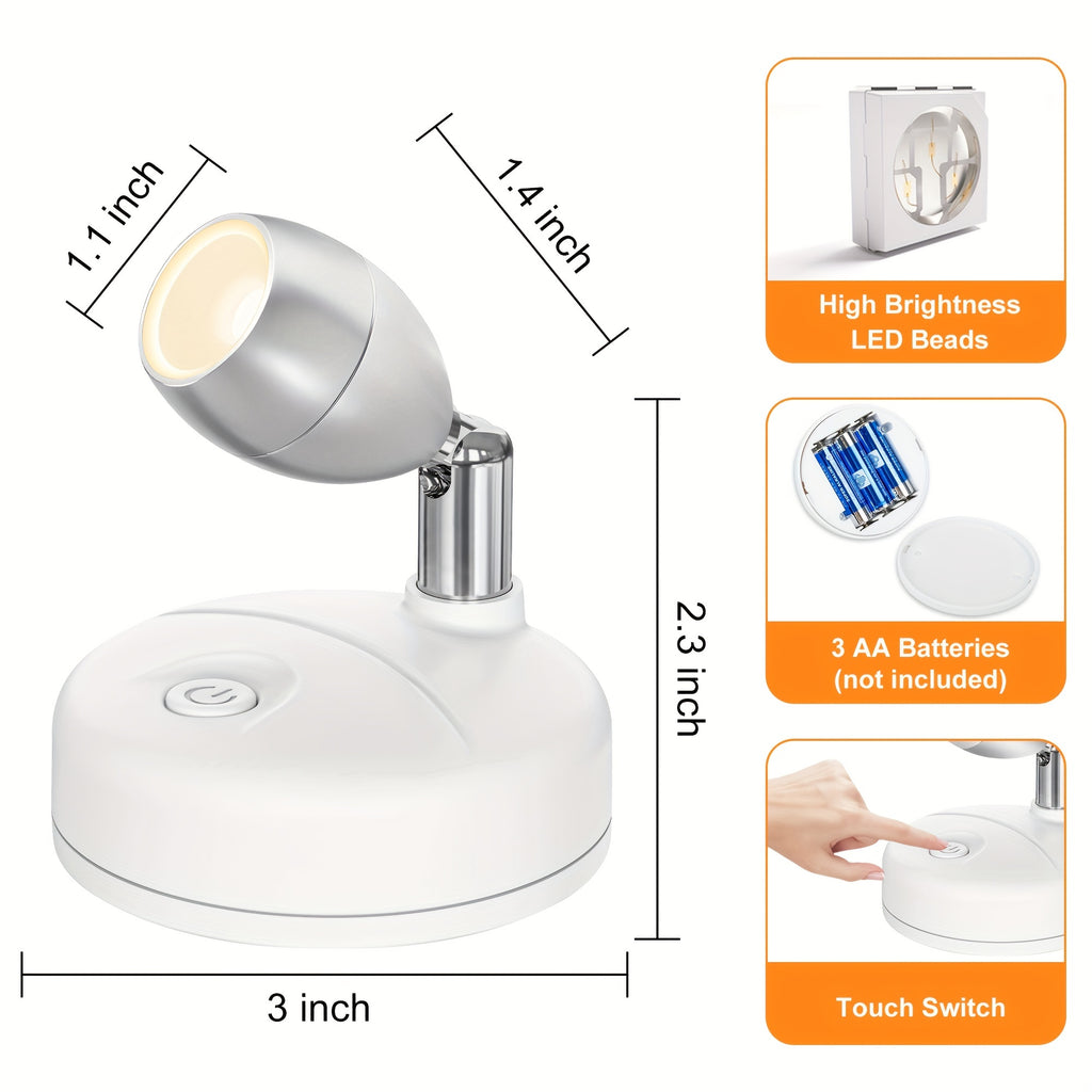 4-pack wireless LED spotlight indoor model, battery-powered plant grow light with 3 color temperatures tree lamp, picture frame light with remote control, white decorative light dedicated to displaying artworks/dartboard