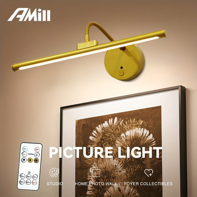 One remote control modern gooseneck smart cabinet light, dimmable timer office lighting lamp, three-color adjustable with charging cable, home picture frame living space 3000/4000/6000K