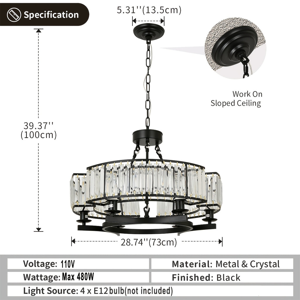 Black Crystal Chandelier 6-Light