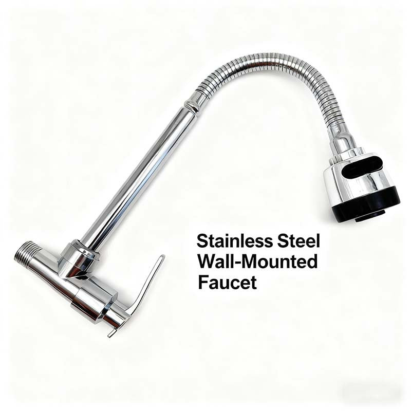 Wall Mount Pull-Out Faucet - 360° Swivel Universal Faucet for Kitchen, Bathroom & Balcony, Multi-Function Booster Anti-Splash Plated Faucet