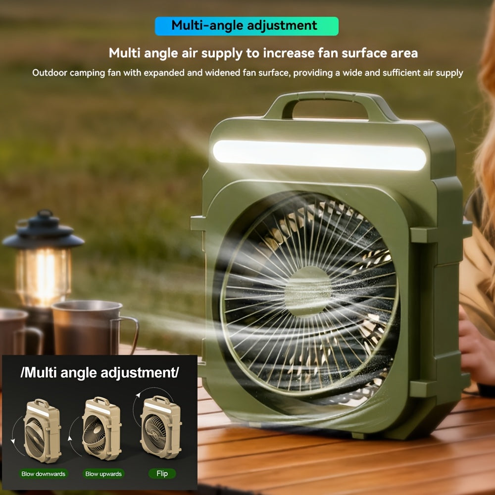 1Pcs 3-in-1 Desktop Fan, 5 Speed Levels, 3 Light Modes, 4000mAh Battery, USB Rechargeable, Portable Quiet Fan for Camping, Home and Office