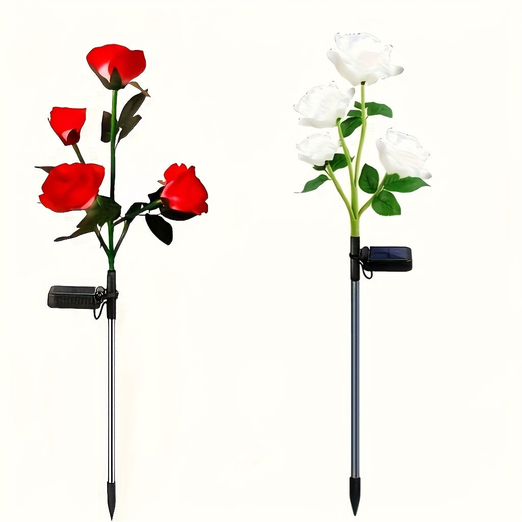 Solar Garden Light – Latest Version Outdoor Solar Light, 7-Color Changing Rose Light, Garden Decoration, Larger Solar Panel, More Realistic Rose Flower (4-Pack) (2-Pack)