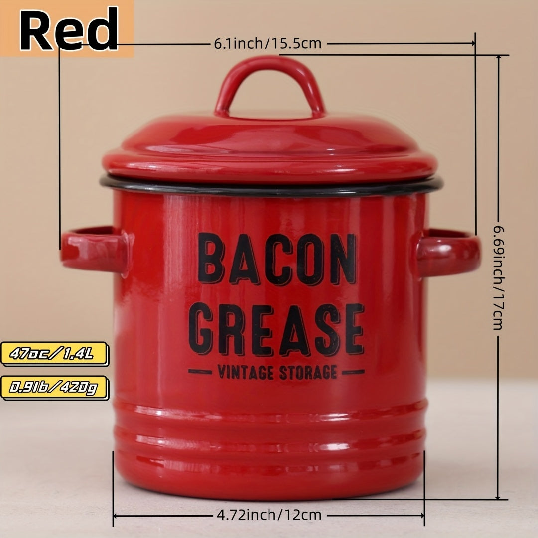 1/6Pcs Enamel Oil Pot Set, Large Capacity Condiment Container, Oil Filter Bottle, Food Fresh-Keeping Storage Can, Bacon Grease Container,, High Temperature Resistant Direct Fire Use, Outdoor Travel Cookware, Handmade Gift Option