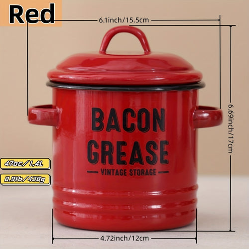 1/6Pcs Enamel Oil Pot Set, Large Capacity Condiment Container, Oil Filter Bottle, Food Fresh-Keeping Storage Can, Bacon Grease Container,, High Temperature Resistant Direct Fire Use, Outdoor Travel Cookware, Handmade Gift Option