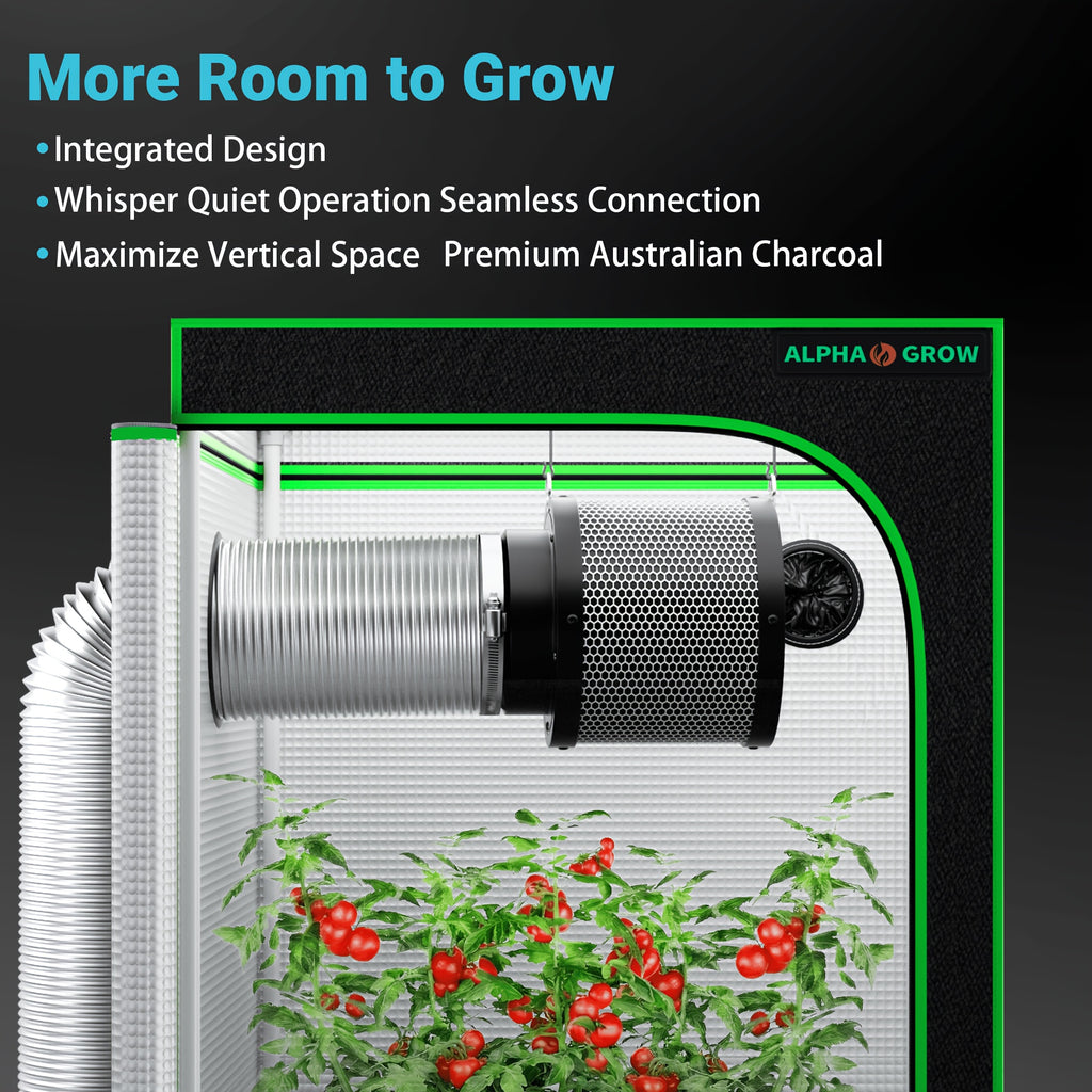 Professional 1800D 4x2 Grow Tent Kit 48"x24"x60", Complete Hydroponic System for Indoor Plants, 100W Full Spectrum LED Grow Light, 320CFM 6 Inch 2-in-1 Fan & Carbon Filter Combo 2398196504, High Reflective Mylar Lining