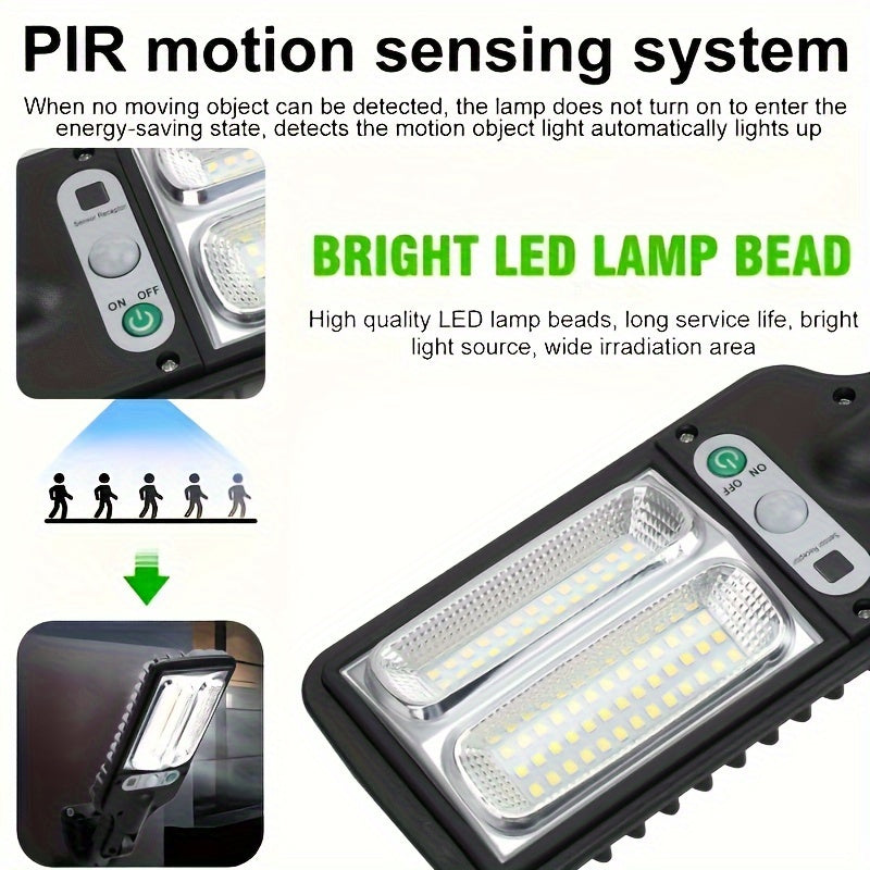 Wall-Mounted Outdoor Security Lighting - 1pc Smart Solar Pathway Light with 3 Light Modes, Motion Sensor & Remote Control - for Garden, Yard, Pathways, Solar Outdoor Security Camera, Durable Lighting System