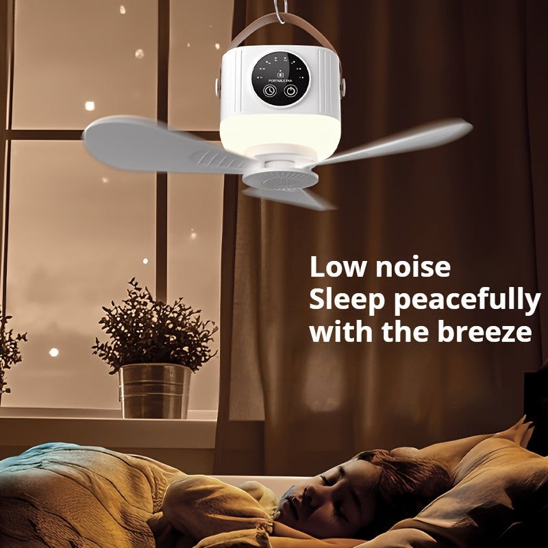 2-in-1 USB Fan & Camping Light, Portable Outdoor Fan, Large Capacity Battery Powered, Mini Camping Ceiling Fan, 1pcs