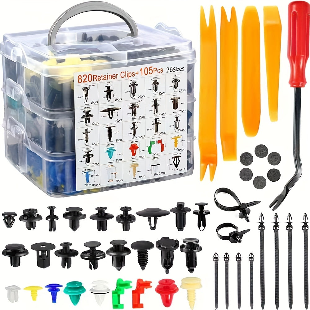 PCS Boxed Retainer Clips Kit for Car Bumper, Door Panel, Fender – 26 Types of Auto Fasteners with Complete Removal Tools