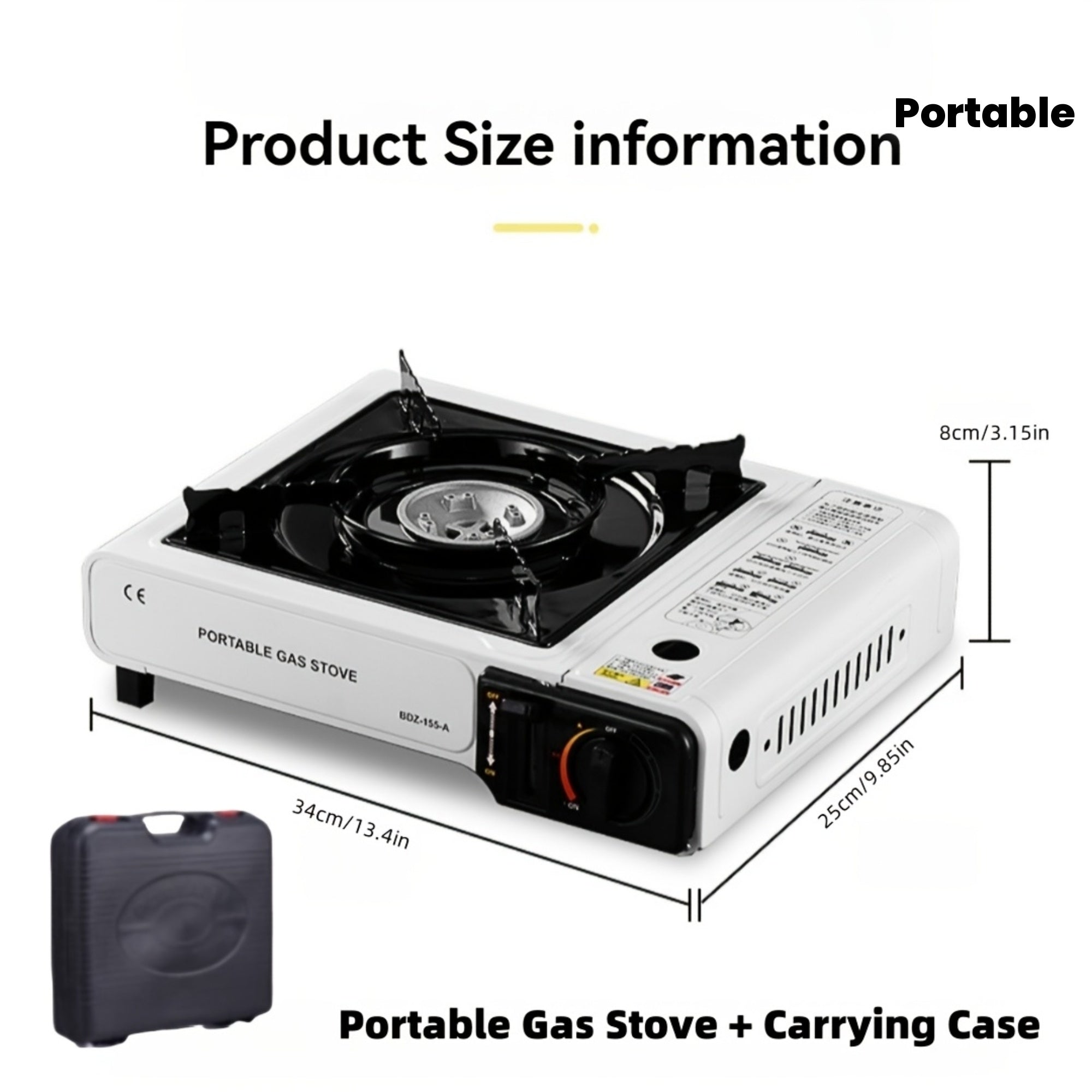 Portable Camping Stove with Precise Temperature Control, 7850 BTU Power, Windproof & Easy-Clean Ceramic Coated Grate