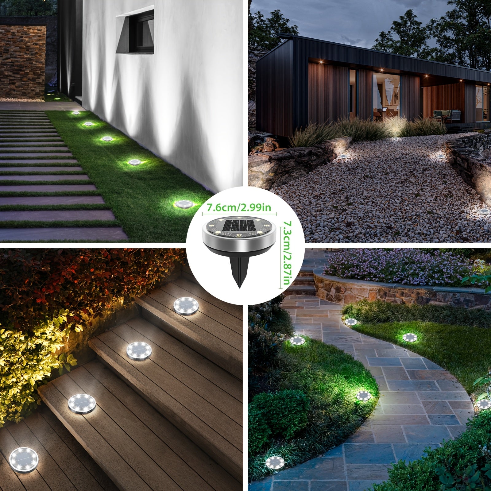 4/5/6/10/12/20pcs 8LED Super Bright Solar In-Ground Light (Regular/Mini Style) Outdoor IP44 Solar Powered Ground Light, Perfect for Garden, Backyard, Stairs, Pool, Walkway, Driveway, Pavement, Flower Bed, Auto On/Off, Easy Installation