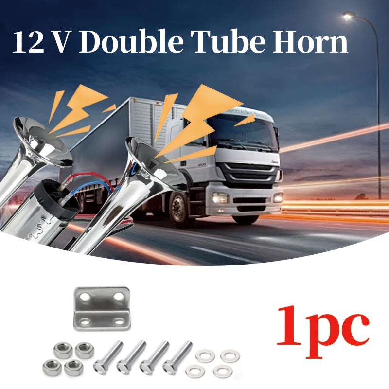 Large Truck Horn 12V High-Low Heavy Bass Super Loud Train Sound Boat Sound Air Horn Marine Dual Trumpet Horn with Built-in Air Compressor, Suitable for Ships, Cars, Trucks, Jeeps and Other 12V Vehicles