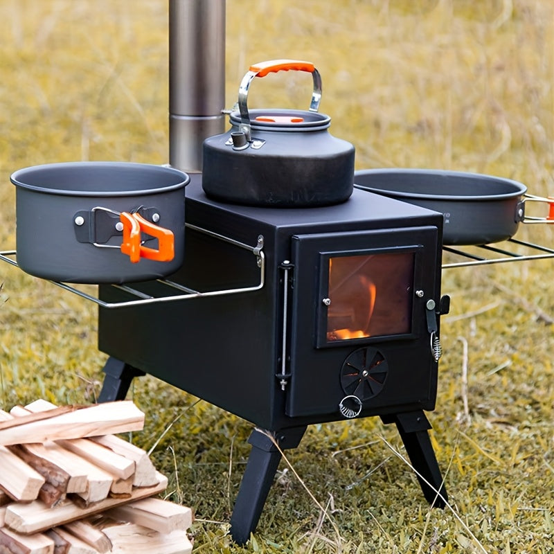 Portable Stainless Steel Folding Outdoor Camping Stove, No Power Source or Magnesium Stone Needed, Suitable for Tent Use