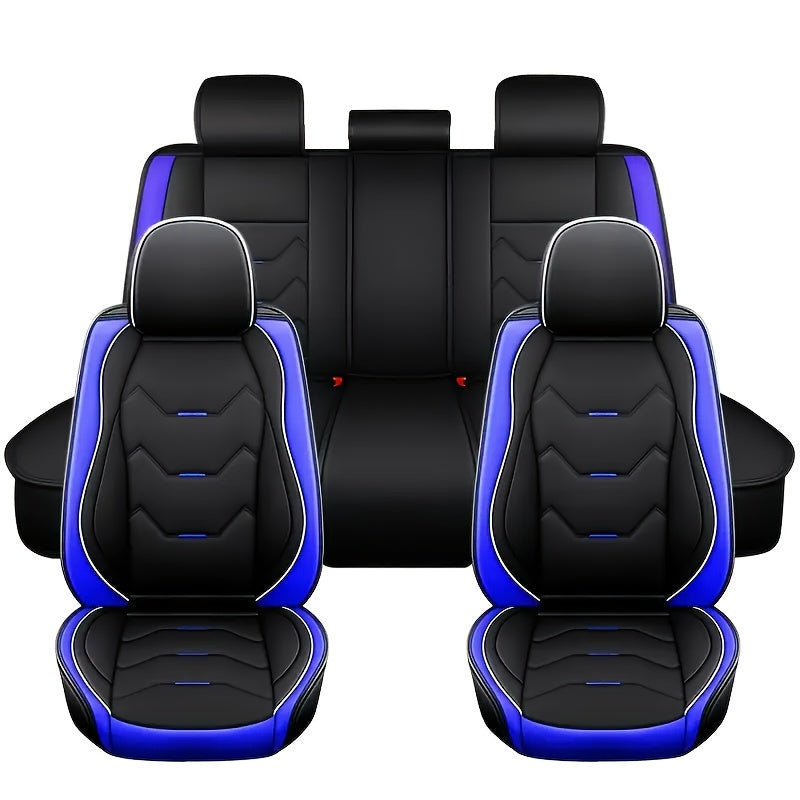 Full Set Synthetic Leather Car Seat Covers, Waterproof Synthetic Leather Car Seat Covers, Anti-Slip Car Interior Covers, Suitable for Most Sedans, Trucks and Other Vehicles