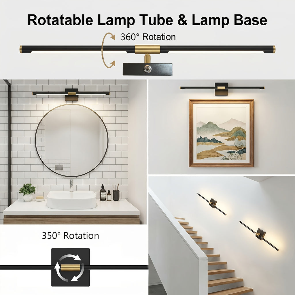Battery Operated Wall Light Set, 2-Pack, Wireless Rechargeable Wall Light with Remote Control, 350° Rotation, 3000K/4000K/6500K Dimmable Battery Wall Light, Suitable for Living Room, Bedroom, 28.3 Inches