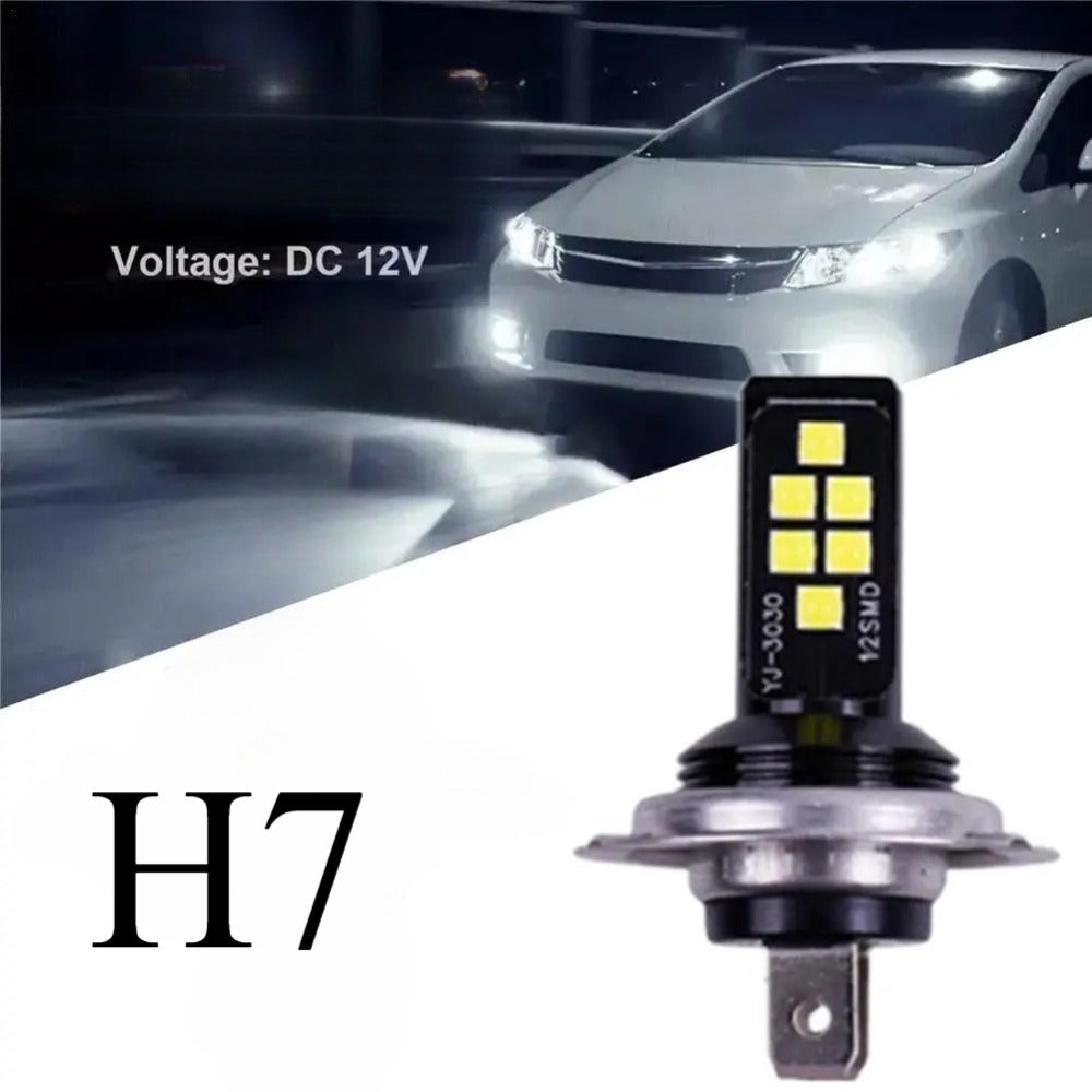 2-Pack H7 LED Headlight Bulb Set Fog Light High/Low Beam Super Bright White Light 6000K Car Fog Light