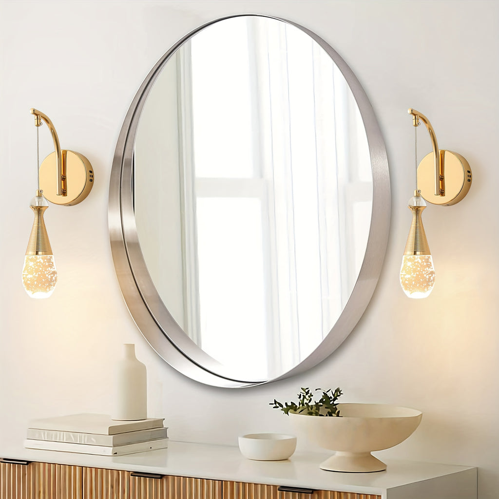 Ganeed Modern Crystal Bubble Wall Light - 7W Dimmable LED Wall Lamp, Polished Metal Surface, Semi-Flush Mount Installation, Suitable for Bedroom, Bathroom, Living Room, Hallway, Stairs - Gold, Hardwired, 110-240V