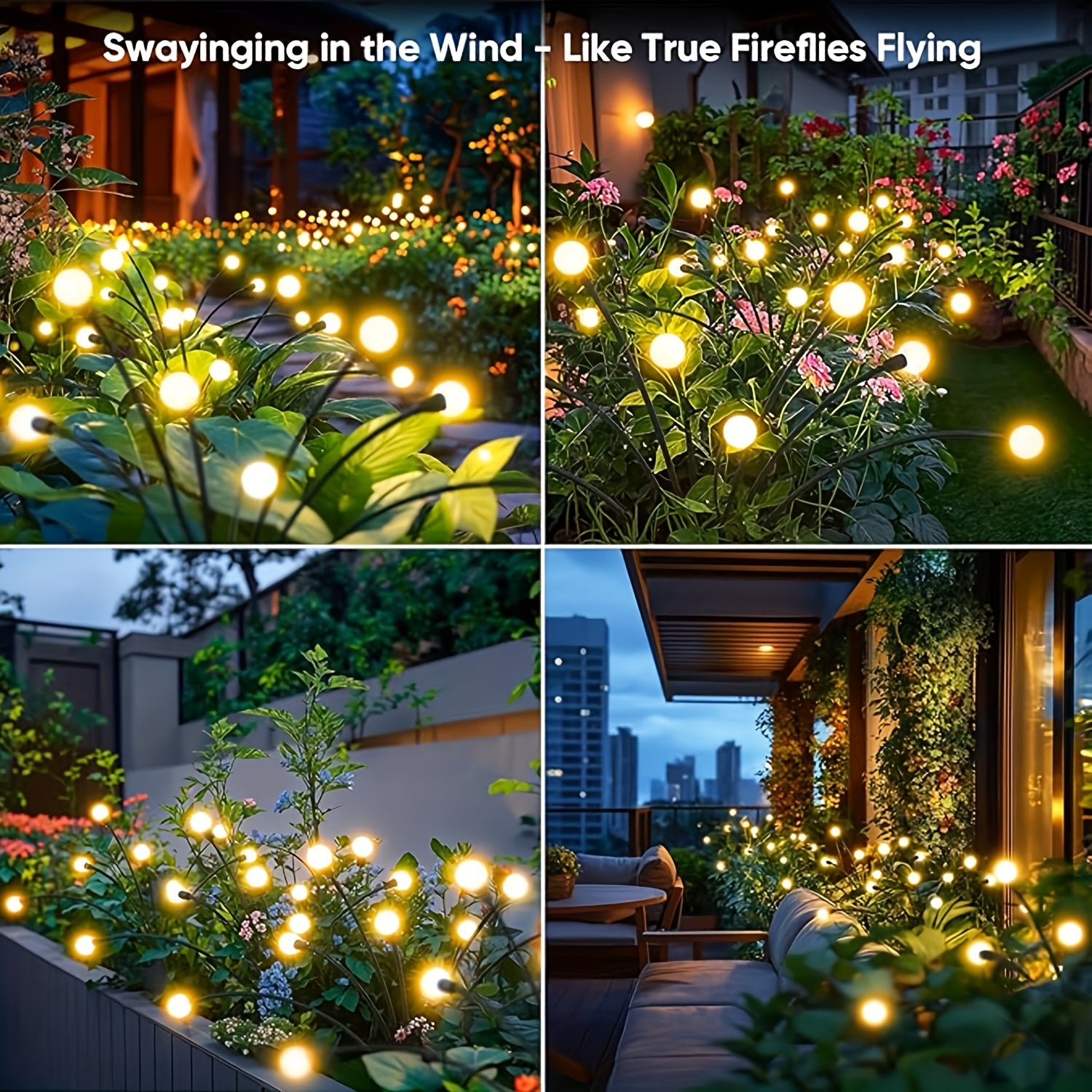 6 Pack 60 LED Solar Firefly Light, Warm White 8 Lighting Modes; 4 Pack 40 LED Solar Decorative Light, Smart Light Sensor, Perfect for Gift Giving, Garden, Lawn, Corridor, Wedding Party, Christmas, Halloween and Various Festival Decorations