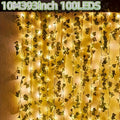 1pc新款锂电太阳能仙女灯，50/100 LED 人造常春藤仙女串灯，具有 8 种照明模式，非常适合户外花园、墙壁、阳台、栅栏、树、婚礼、派对、餐厅装饰