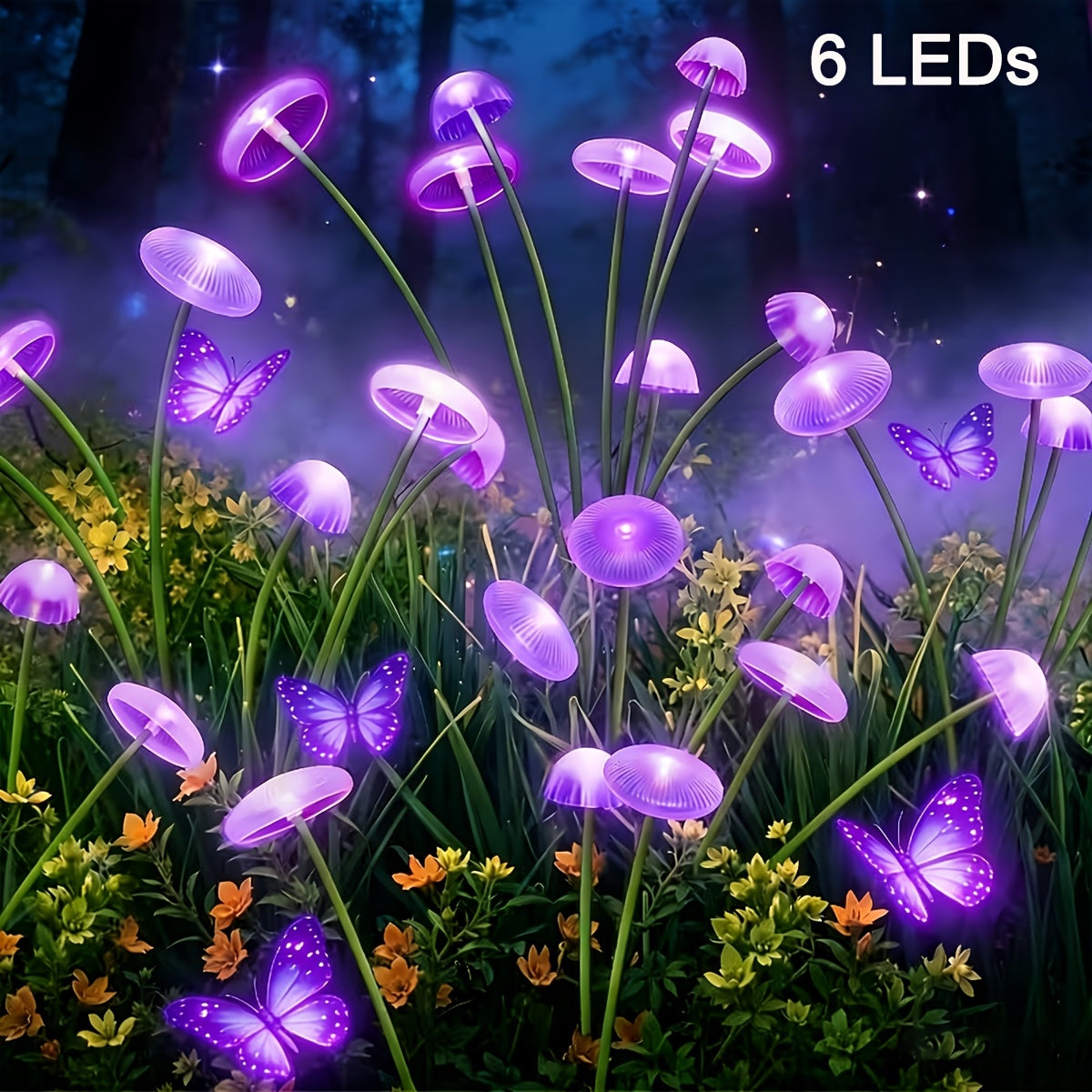 Solar Jellyfish Mushroom Light, 6/8/10 LEDs, 2 Flicker Modes, Courtyard Lawn Light Decoration | Outdoor Solar Garden Light, Perfect for Courtyard, Street, Party Tree Decoration, 11 Festival Decorations