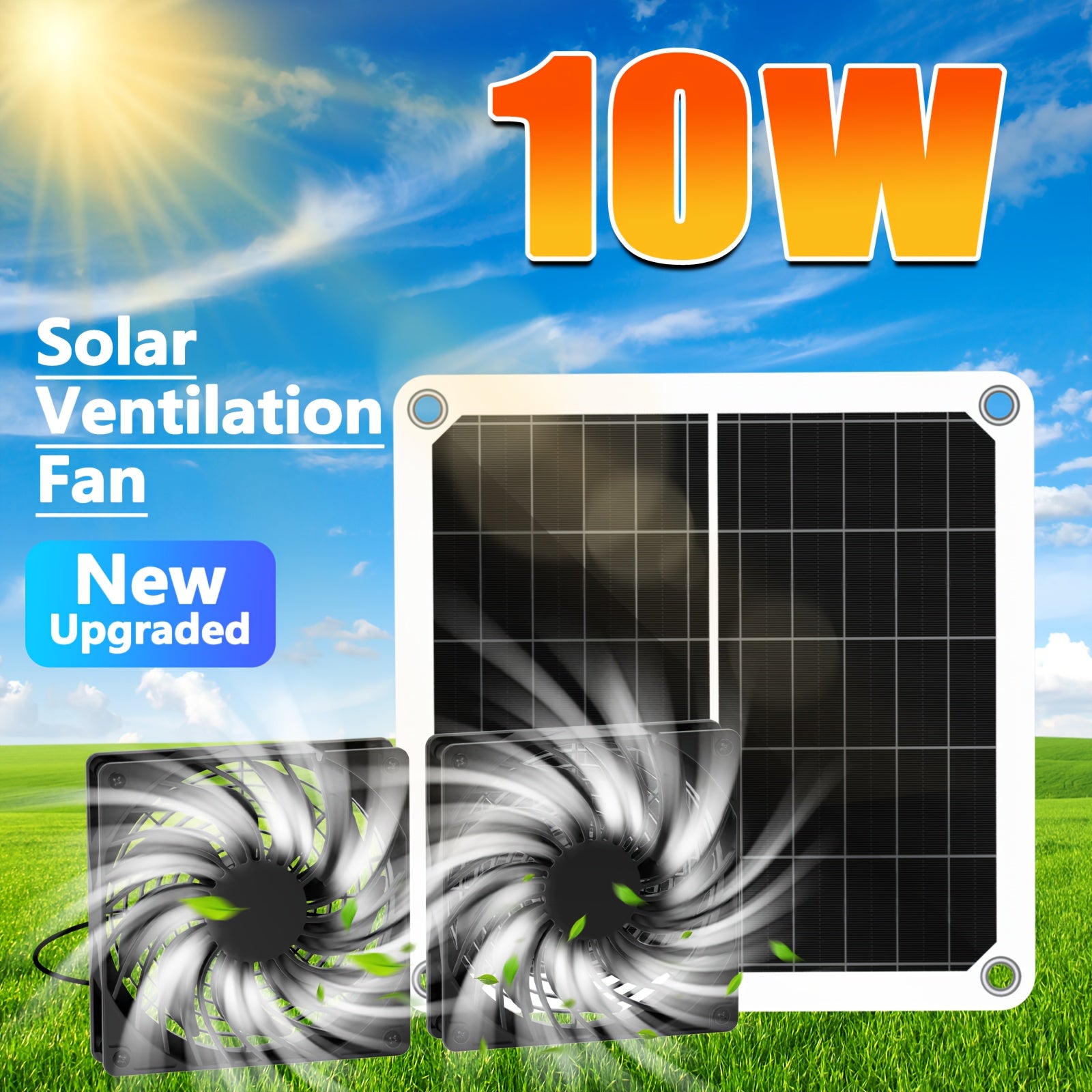 Outdoor Ventilation Fan, Suitable for Chicken Coop and Greenhouse, Equipped with Cable and Installation Tool Kit, 1 Set