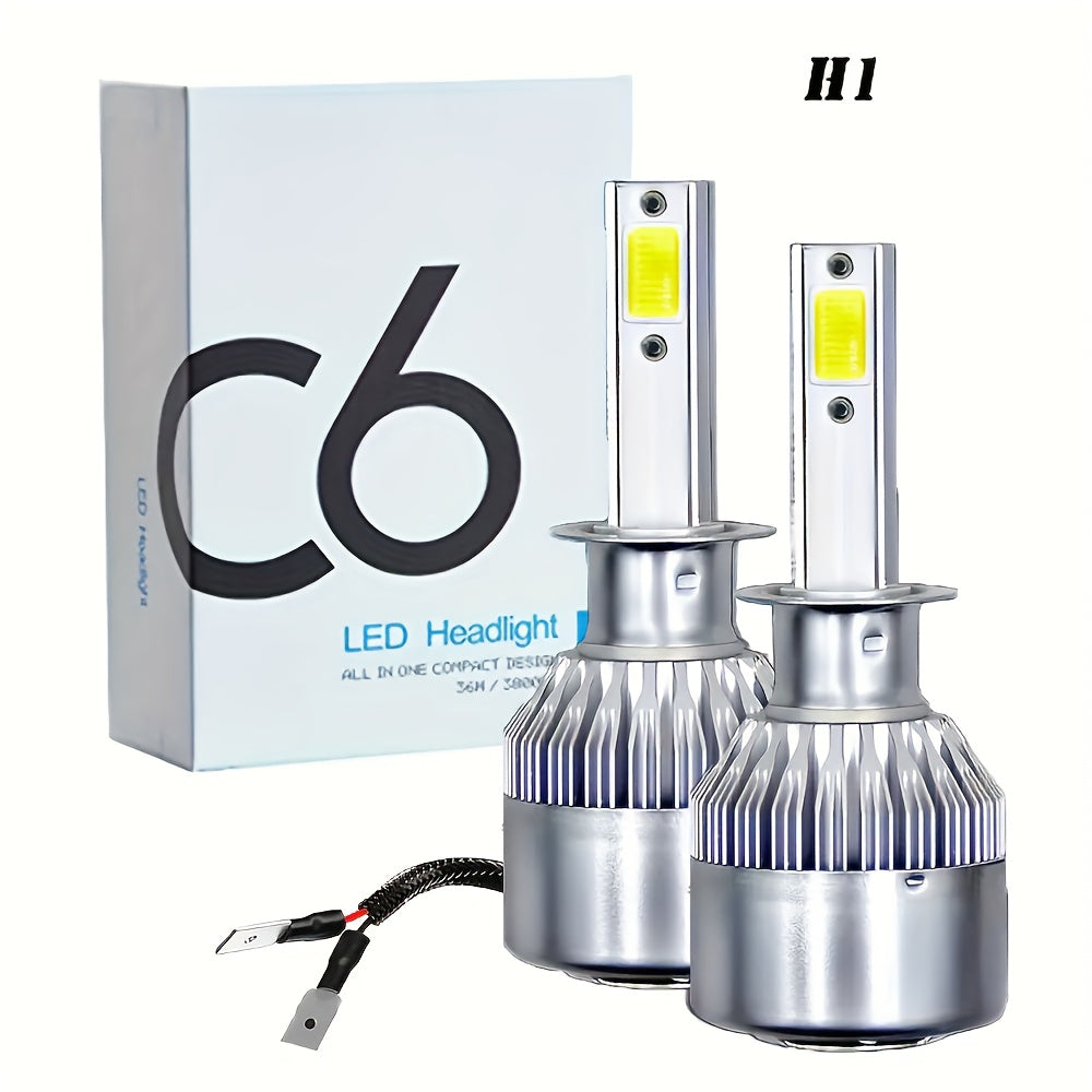 2-Pack LED Car Headlight C6 Bulbs H7 H4 H8 H9 H11 9005 9006 LED Light 6000K Car Light 12V Car Headlight Conversion Kit, Fits Multiple Car Models, High Quality Replacement Bulbs, Car Bulbs, No Battery Included