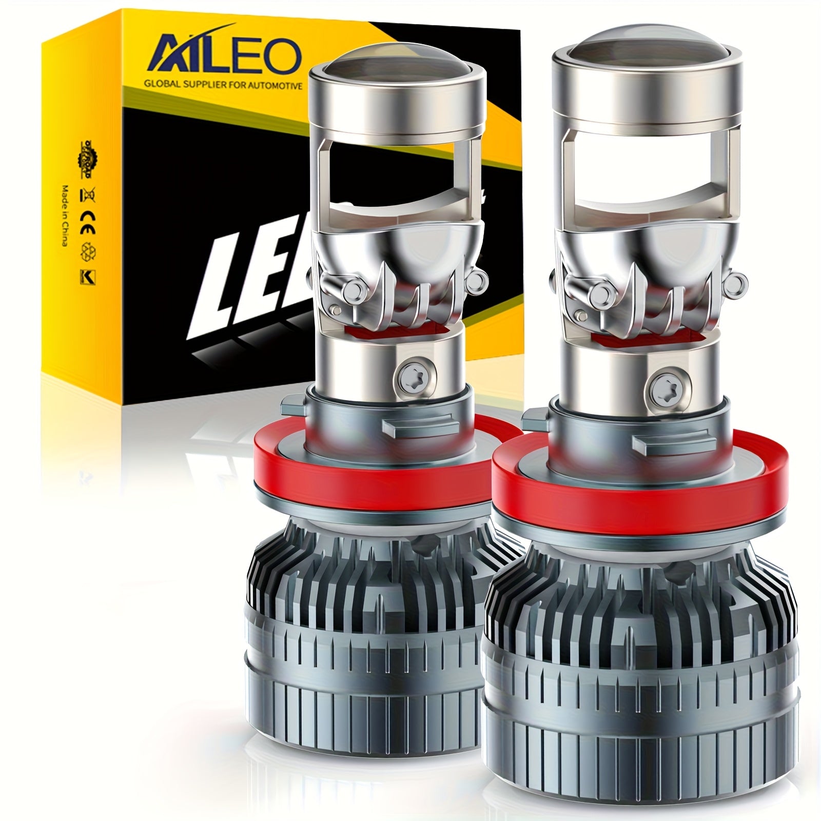 AILEO 前照灯 30000LM H8 H9 H11 LED CANbus 迷你透镜 汽车摩托车通用 6000K 白光 远近光灯