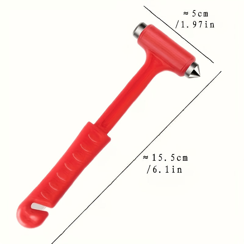 单件红色长柄安全带切割器和破窗器 - 适用于车辆、卡车、巴士的坚固金属安全装置 - 紧急逃生救援器，汽车紧急逃生工具