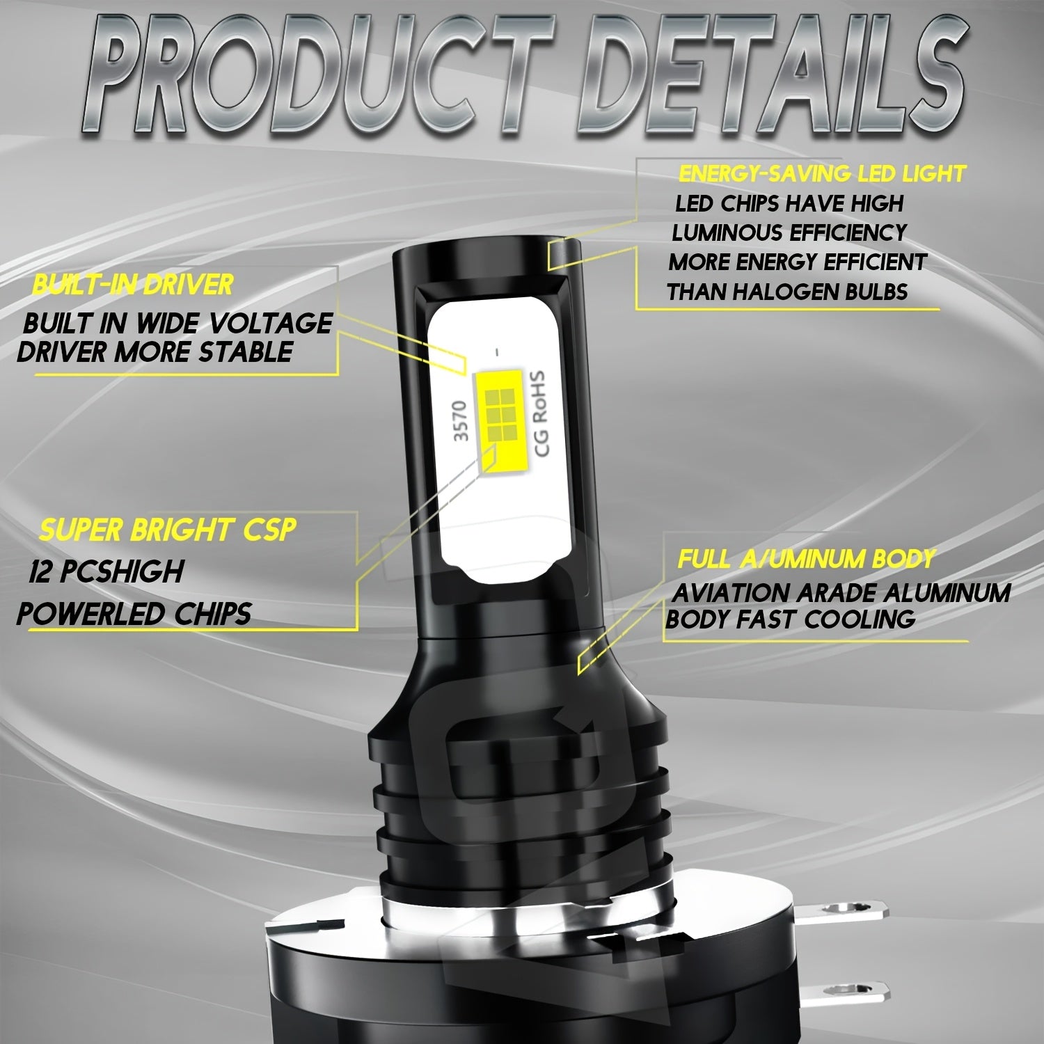 2-Pack 11B LED Headlight Bulbs for Kia Langdong 2007/2008/2009/2010/2011/2012 H11B Low Beam Bulb 6000K White Light
