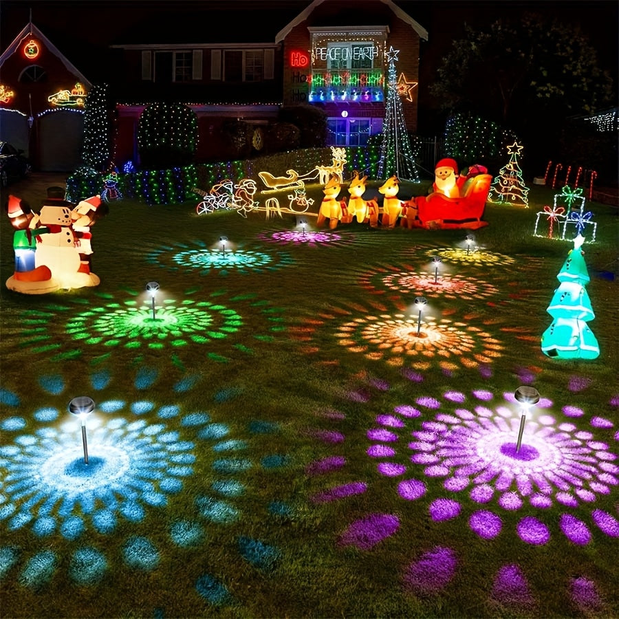 6-Piece Outdoor Solar Light, Bright LED Lighting, IP44 Waterproof, Smart Light Sensor (Color Light / Warm Light 2-in-1), Suitable for Courtyard, Garden, Lawn, Path, Walkway, Christmas Landscape Lighting and Outdoor Lighting, Christmas Gift