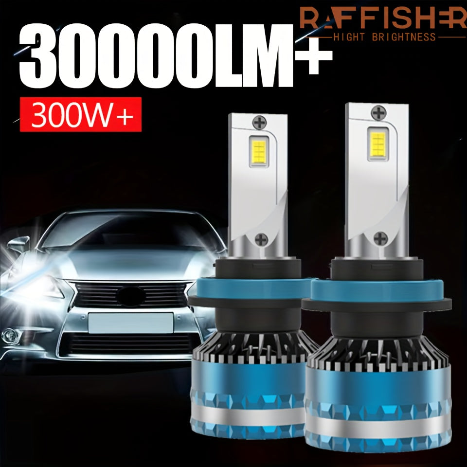 [2-Pack] Super Bright LED Car Lights H7/H1/H4/H8/H9/H11/9005/9006/9012 Universal, Fan Cooling, Aluminum Body, 6000K Pure White Light, Easy-to-Install Car Bulbs