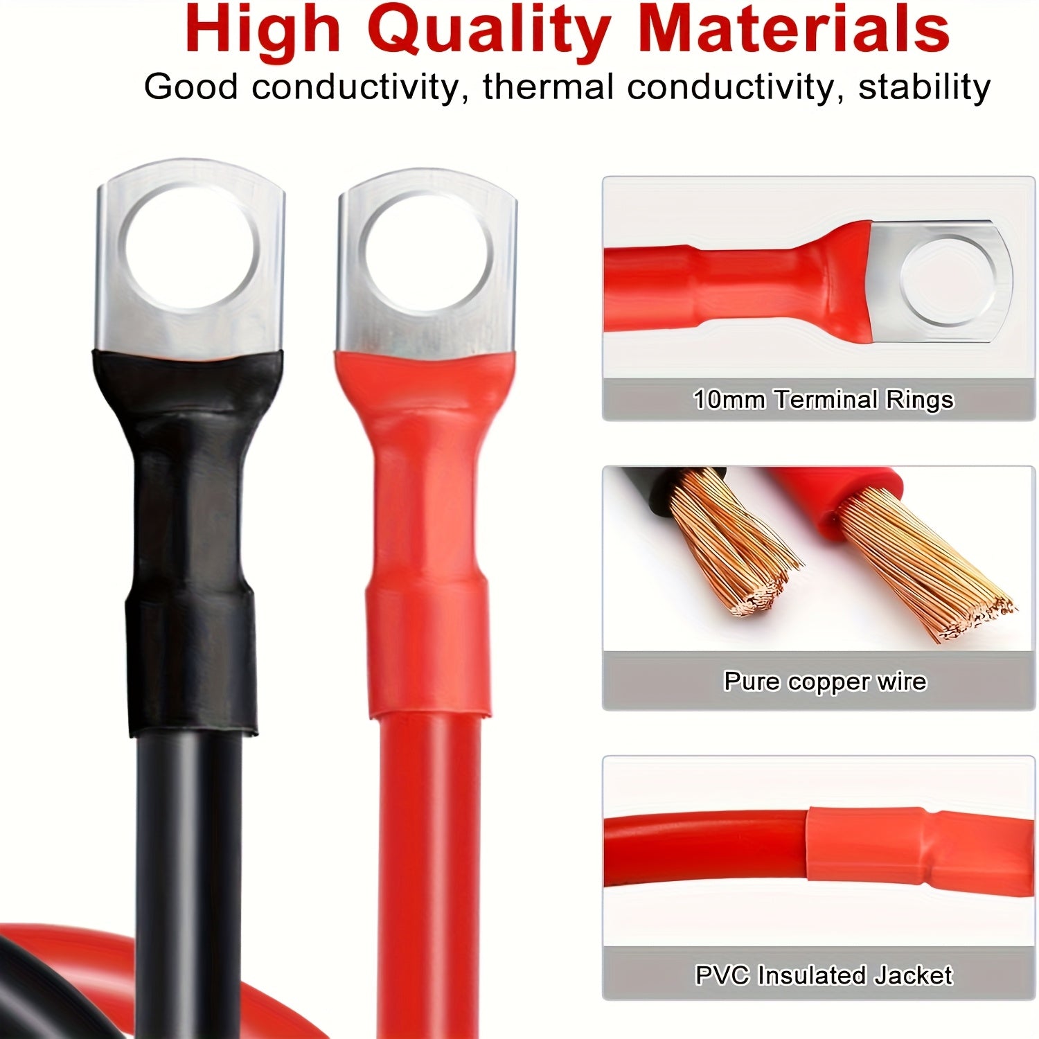 Automotive Battery Terminal with 10AWG Lead Wire – Suitable for Car Battery Tools, Battery Inverters, Positive/Negative Connections, and Jump Starter Terminals for Car, Truck & Motorcycle Batteries. Brass Construction, No Battery Required