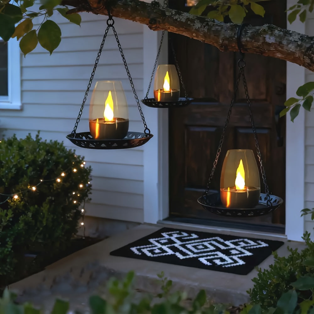 2 Pack Solar Candle Light Warm Light Large Flame, No Charging Needed, Smart Light Control, Smart Lamp, Birthday Candle Light, Decorative Arrangement, Landscape Light, Decorative Ornament, Flickering Effect, Tabletop Decorative Light