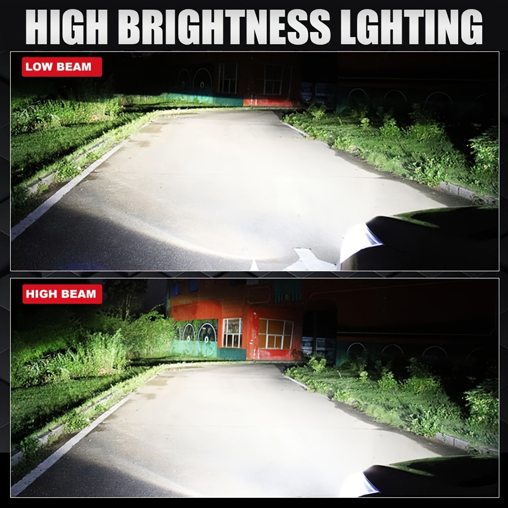 2个LED H4 LED大灯迷你透镜LED 52000流明 H4/9003/HB2-QD086汽车灯高低光束Canbus 9570 CSP芯片LED灯泡12V，摩托车前灯7000K白色，无电池
