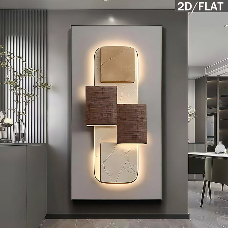[2D Flat] Wall Décor 1-Piece Large Frameless Canvas Wall Light with Textured Panel and Soft Glow Effect – Modern Large Size Panel Suitable for Large Area Wall Coverage, Soft Ambient Lighting for Bedroom