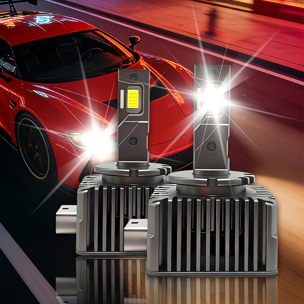 2-Pack LED Car Lights - D1s/D1R, D2s/D2R, D3s/D3R, D4s/D4R - 56000 Lumens, 6500K Cool White Light, 330W High/Low Beam Dual Mode, Illumination Distance 7874.02 inches, Super Bright LED Chips, No Battery Needed