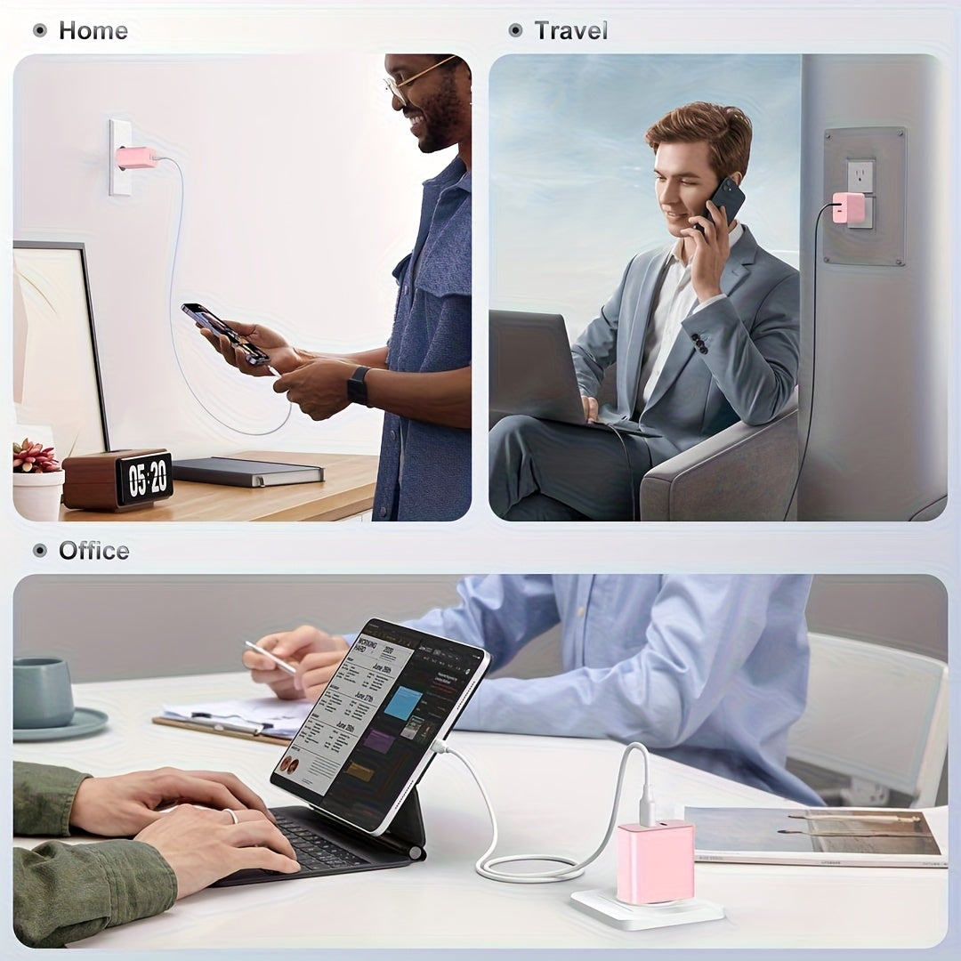 Pink Charger for Iphone 14, Featuring a 20W Dual-Port USB-C Wall Charger for Quick Charging, Along with Four 6-Foot USB-C to Lightning Cables, Compatible with for iphone Models 14, 13, 12, 11 Plus, Pro, And Pro Max. Ideal As Christmas Gifts