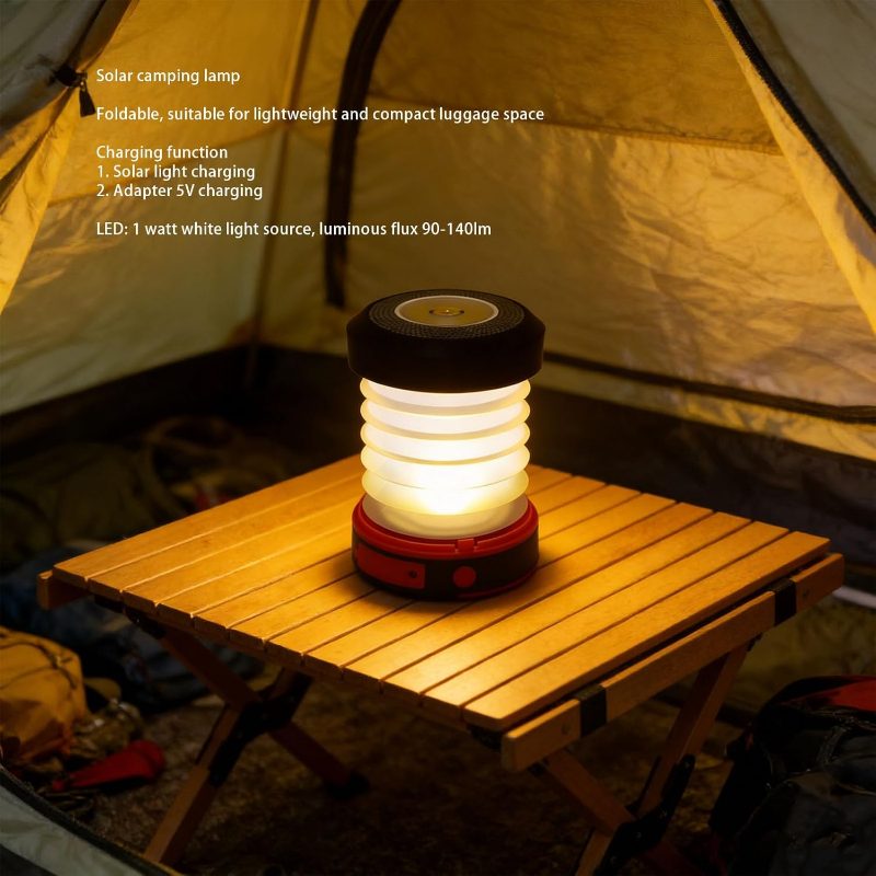 Zjchao Foldable LED Camping Lamp Dimmable Brightness Rechargeable Light 5V Adapter Charging Retractable Outdoor Essential for Camping