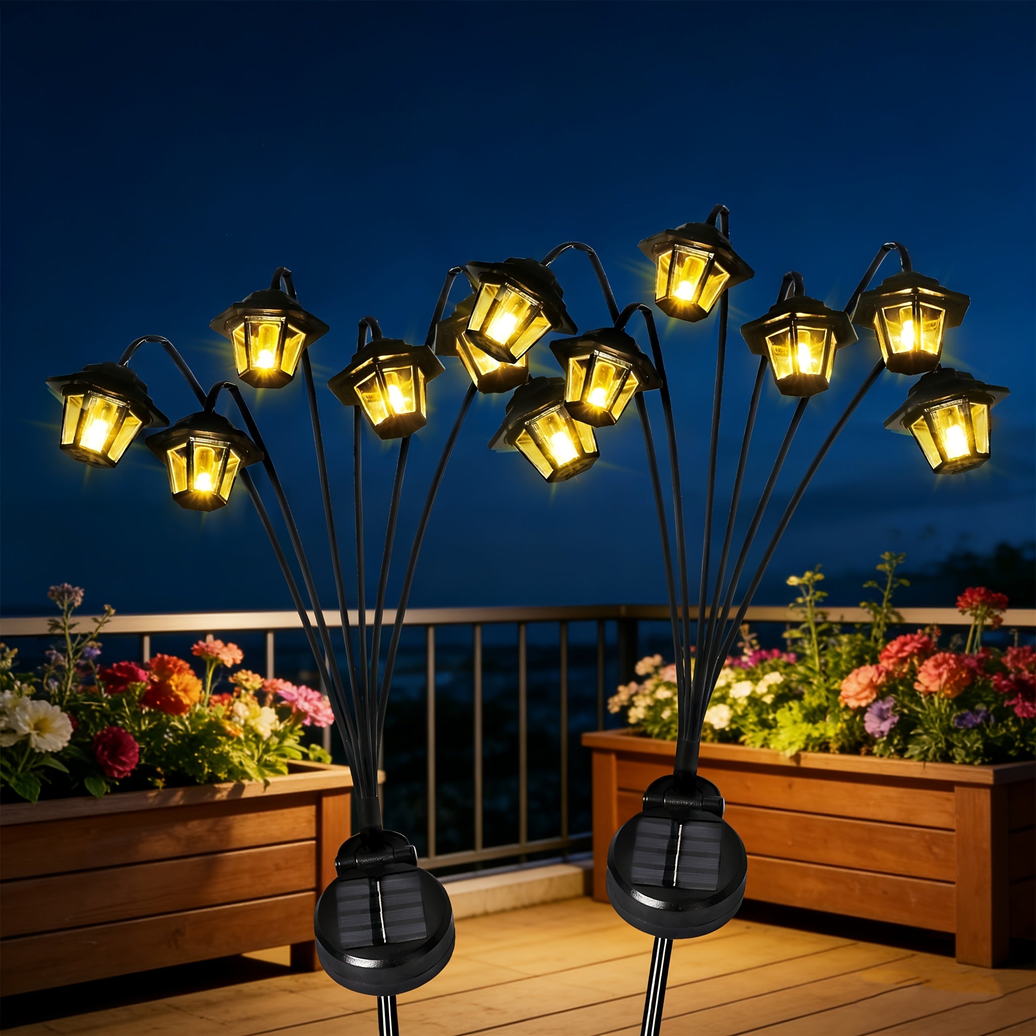 OTDECOR Solar 6-Head Vintage Lantern Lawn Light 2 Pack, Outdoor Path Ground Insert Light with Warm LED Light Source, Garden Decorative Light, Ideal Gift for Gardening Enthusiasts and Mothers, Perfect for Courtyard, Yard and Flower Beds